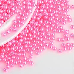 Hot Pink Imitation Pearl Acrylic Beads, No Hole, Round, Hot Pink, 8mm, about 2000pcs/bag