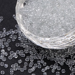 White Glass Seed Beads, Transparent, Round, Round Hole, White, 8/0, 3mm, Hole: 1mm, about 1111pcs/50g, 50g/bag, 18bags/2pounds