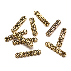 Antique Golden Tibetan Style Beads Spacers, Rectangle, Cadmium Free & Lead Free, 7-Hole, Antique Golden, 23x5x2mm, Hole: 1mm