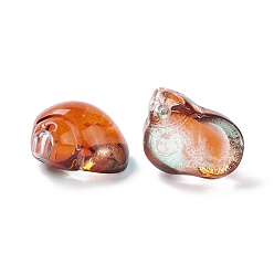 Chocolate Transparent Glass Beads, Conch, Top Drilled, Chocolate, 15.5x14x10mm, Hole: 1.2mm