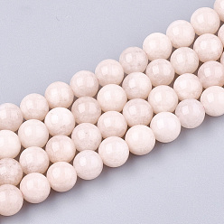 Autres Quartzs Perles naturelles de quartz brins, ronde, teint, rose, 8mm, Trou: 1mm, Environ 45~47 pcs/chapelet, 14.1 pouces ~ 14.9 pouces