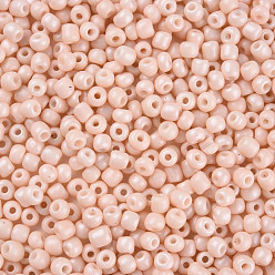 Antique White 6/0 Glass Seed Beads, Dyed & Heated, Opaque Colours, Round Hole, Round, Antique White, 4~5x3~4mm, Hole: 1.2mm, about 450g/pound