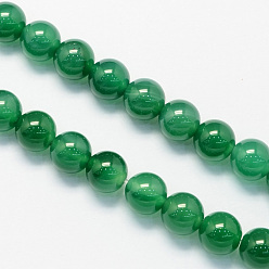 Natural Agate Round Dyed Natural Green Onyx Agate Beads Strands, 6mm, Hole: 1.5mm, about 63pcs/strand, 15.7 inch