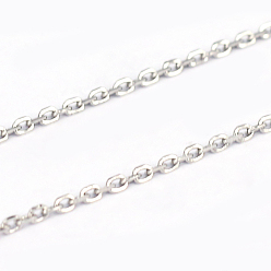 Stainless Steel Color 304 Stainless Steel Cable Chains, Diamond Cut Chains, Soldered, Faceted, Oval, Stainless Steel Color, 2x0.4x1.2mm