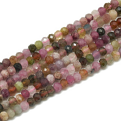 Tourmaline Natural Tourmaline Beads Strands, Faceted, Round, 3~3.5mm, Hole: 0.3mm, about 113pcs/strand, 14.9 inch