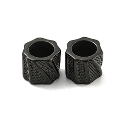 Noir Placage ionique (ip) 304 billes d'acier inoxydable, Perles avec un grand trou   , colonne, noir, 11.5x10mm, Trou: 7.5mm