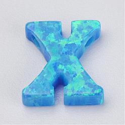 Letter X Charmes en opale synthétique, letter.x, 9.5x9x2.5mm, Trou: 0.8mm