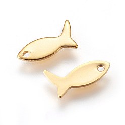 Golden 201 Stainless Steel Charms, Fish, Golden, 6.5x11.5x0.5mm, Hole: 1mm