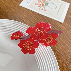 Red Flower Cellulose Acetate Large Claw Hair Clips, for Women Girl Thick Hair, Red, 40x83mm
