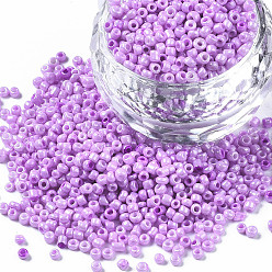 Plum Glass Seed Beads, Baking Paint, Round Hole, Round, Plum, 2~3x1.5~2mm, Hole: 0.8mm, about 450g/Pound