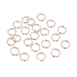 Rose Gold 304 Stainless Steel Jump Rings, Open Jump Rings, Twisted, Rose Gold, 18 Gauge, 6x1mm, Inner Diameter: 4mm