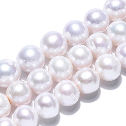 Marfil Hebras de perlas keshi de perlas barrocas naturales, perla cultivada de agua dulce, rondo, blanco cremoso, 9.5~13x10.5~13 mm, agujero: 0.8 mm, sobre 31~33 unidades / cadena, 15.83 pulgada ~ 16.06 pulgada (40.2~40.8 cm)
