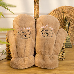 Медведь Бархатные варежечные перчатки, милые женские зимние теплые перчатки, ветрозащитные перчатки, рисунок медведя/собаки, Медведь Pattern, 24.7 см