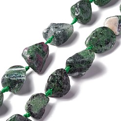 Ruby in Zoisite Natural Ruby in Zoisite Beads Strands, Nuggets, 16~36.8x13~28.5x8~21mm, Hole: 2~3.8mm, about 13pcs/strand, 16.26~17.52''(41.3~44.5cm)