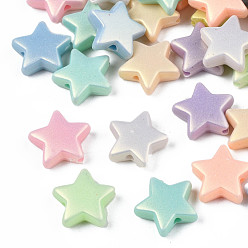 Mixed Color Spray Painted Frosted Opaque Acrylic Beads, Star, Mixed Color, 12.5x13.5x4.5mm, about 1245pcs/500g