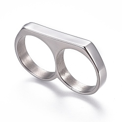 Color de Acero Inoxidable 304 anillos de dedo del acero inoxidable, anillos dobles, color acero inoxidable, tamaño de 7~12, 17~21.5 mm