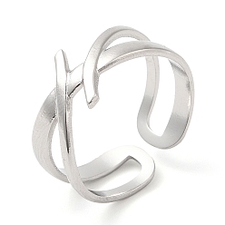 Color de Acero Inoxidable 304 anillo hueco abierto de acero inoxidable para mujer, color acero inoxidable, diámetro interior: 17 mm