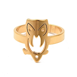 Oro Chapado en iones (ip) 201 anillo de dedo de búho de acero inoxidable para mujer, dorado, tamaño de EE. UU. 6 1/2 (16.9 mm)