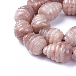 Sunstone Natural Sunstone Beads Strands, teardrop, Beehive Beads, 19~21x14~16mm, Hole: 1mm, 19~20pcs/strand, 14.9~16.1 inch(38~41cm)