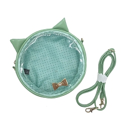 Средний Морско-зеленый Нейлоновые сумки через плечо, милые женские сумки в форме кошки, с замком-молнией и прозрачными окнами из ПВХ, средний морской зеленый, 19.5x5 см