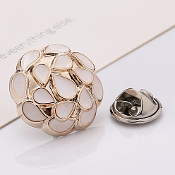 Snow Plastic Brooch, Alloy Pin, with Enamel, for Garment Accessories, Round with Teardrop, Snow, 18mm