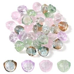 Mixed Color 35Pcs Transparent Spray Painted Glass Beads, Cat Paw Print, Mixed Color, 11x12x8.5mm, Hole: 1.2mm