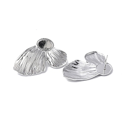 Stainless Steel Color 304 Stainless Steel Stud Earring Findings, Butterfly with Oval Tray Earring Settings, with Ear Nuts, Stainless Steel Color, Tray: 10x8mm, 37.5x24x2.8mm, Pin: 0.7mm
