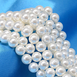 White Round Shell Pearl Bead Strands, White, 6mm, Hole: 0.8mm, about 60pcs/strand, 15.74 inch
