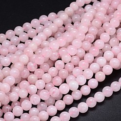 Cuarzo Rosa Ronda natural grado a hilos de perlas de cuarzo rosa de Madagascar, 8 mm, agujero: 1 mm, sobre 49 unidades / cadena, 15.3 pulgada