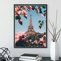 Eiffel Tower DIY Scenery Theme Diamond Painting Kits, Including Canvas, Resin Rhinestones, Diamond Sticky Pen, Tray Plate and Glue Clay, Eiffel Tower, 400x300mm