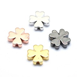 Mixed Color Brass Beads, Lead Free & Cadmium Free & Nickel Free, Clover, Mixed Color, 10x10x2.5mm, Hole: 1.2mm