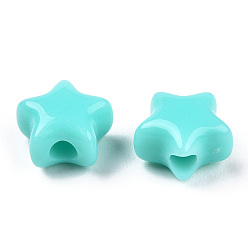 Turquoise Opaque Acrylic Beads, Star, Turquoise, 9x9.5x5.5mm, Hole: 2.5mm, about 2050pcs/500g