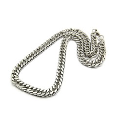 Stainless Steel Color Fashionable 304 Stainless Steel Cuban Link Chain Necklaces, with Lobster Claw Clasps, Faceted, Stainless Steel Color, 23 inch~24 inch(58.4~61cm)x12mm