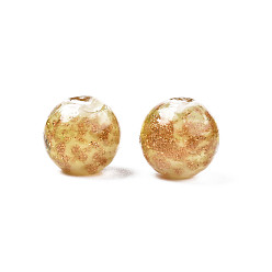 Verge D'or Perles au chalumeau de sable d'or faites à la main , ronde, verge d'or, 9~10x9~10mm, Trou: 1.5mm
