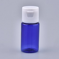 Bleu Bouteilles de flip cap vides en plastique pour animaux de compagnie, avec couvercles en plastique pp blanc, pour échantillon cosmétique liquide de voyage, bleu, 2.3x5.65 cm, capacité: 10 ml (0.34 fl. oz).