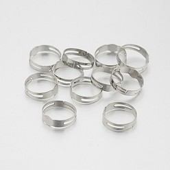 Платина Регулируемые железные колодки кольцо основы, фурнитура для плоско-круглых кабошонов , платина, плоские круглые лоток: 7 мм, 16 мм, шириной 5.5 мм 