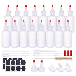 Mixed Color DIY Jewelry Tool Sets, with 120ml Plastic Glue Bottles, Bottle Caps, Bottle Stoppers Tampions, Chalkboard Sticker Labels, Disposable Transfer Pipettes, Cleaning Brush, Mixed Color, 11x4.6cm, 120ml