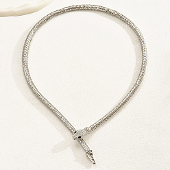 Platino Collar de cadena de serpiente de hierro, collar envolvente de doble vuelta con cierres magnéticos, Platino, 39.37 pulgada (100 cm)