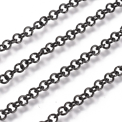 Electrophoresis Black 304 inoxydable chaînes rolo en acier, chaîne belcher, avec bobine, non soudée, électrophorèse noir, Liens: 3x0.6 mm, environ 32.8 pieds (10 m)/rouleau