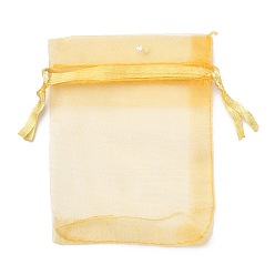 Light Yellow Presents Packages Organza Bags, with Sequins and Ribbons, Rectangle, Light Yellow, 9x7cm