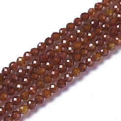Orange Foncé Perles de zircon cubique, facette, ronde, orange foncé, 1.5~2x2mm, Trou: 0.2mm, Environ 178~186 pcs/chapelet, 15~15.5 pouce (37.5~38.5 cm)