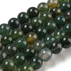 Moss Agate Natural Moss Agate Round Beads Strands, 4.5mm, Hole: 1mm, about 96pcs/strand, 15.5 inch