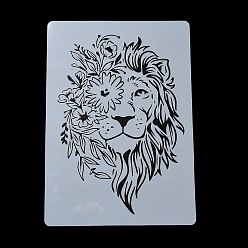 Lion Modèles de pochoirs de peinture de dessin creux en plastique, pour la peinture sur scrapbook tissu carreaux sol meubles bois, lion, 291x210x0.3mm