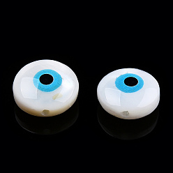 Concha de Agua Dulce Cuentas de concha de agua dulce natural mal de ojo, 10~11x4~5 mm, agujero: 1 mm