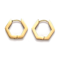 Золотой 304 серьги-кольца с шестигранной головкой из нержавеющей стали., золотые, 16x18.5x3 мм, штифты : 1 мм