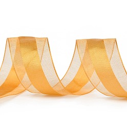Dark Goldenrod Solid Color Organza Ribbons, for Party Decoration, Gift Packing, Dark Goldenrod, 1"(25mm), about 50yard/roll(45.72m/roll)