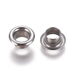Stainless Steel Color European Style 201 Stainless Steel Eyelet Core, Grommet for Large Hole Beads, Flat Round, Stainless Steel Color, 9x4mm, Hole: 5mm