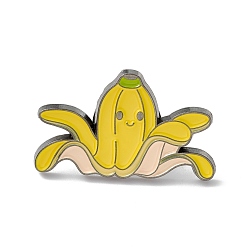 Amarillo Alfiler de esmalte de plátano, broche de aleación de dibujos animados para ropa de mochila, gunmetal, amarillo, 17.5x28x1.5 mm, pin: 1 mm