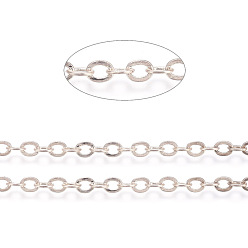 Rose Gold Brass Flat Oval Cable Chains, Unwelded, with Spool, Cadmium Free & Nickel Free & Lead Free, Rose Gold, 3.5x2.5x0.45mm, about 301.83 Feet(92m)/roll
