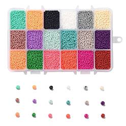 Mixed Color 450G 18 Colors 12/0 Grade A Round Glass Seed Beads, Baking Paint, Mixed Color, 2.3x1.5mm, Hole: 1mm, 25g/color, about 48000pcs/box